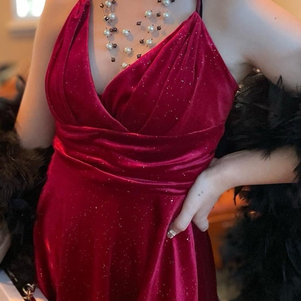 Elegant Red Velvet Dress